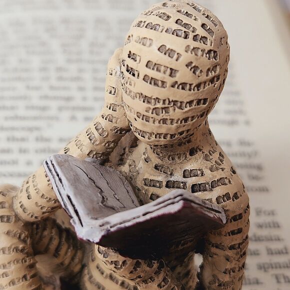 Resin Woman Reading Book Figurine Human Sculpture Bookends Bookshelf Words Skin - Picture 8 of 13